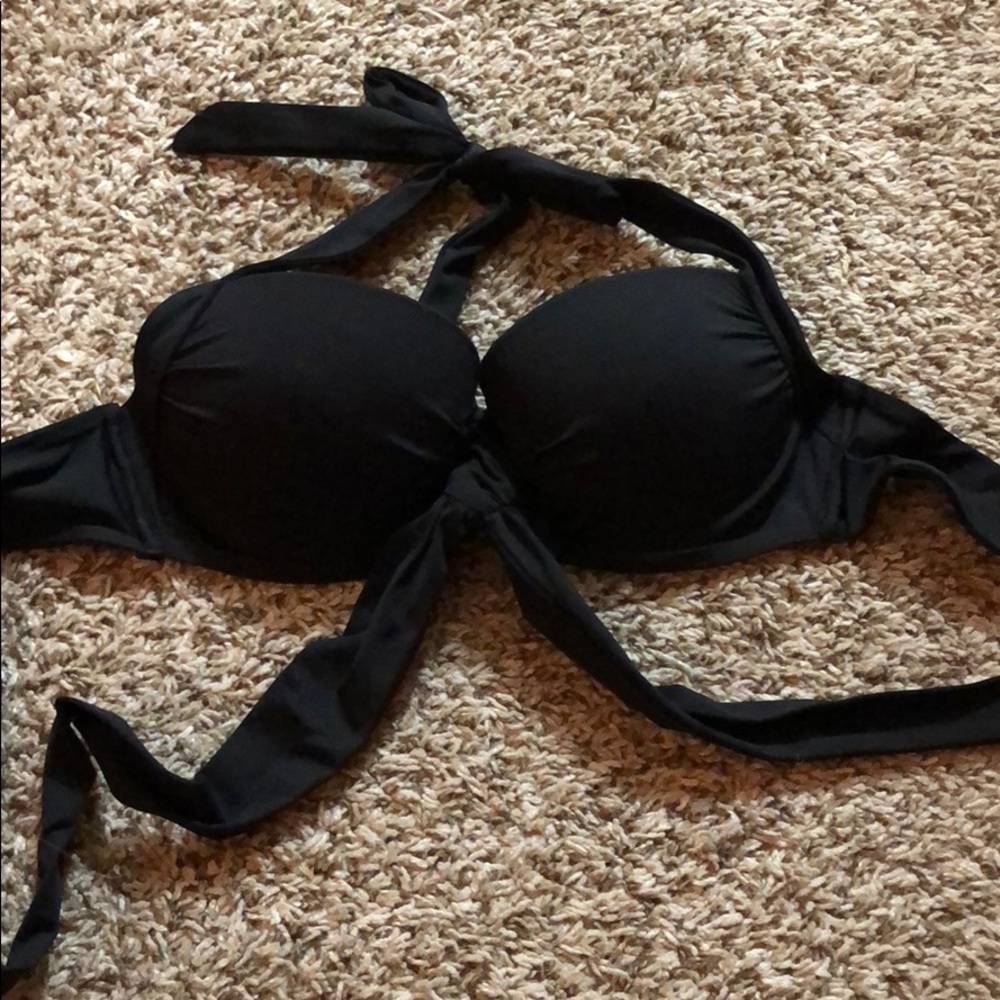 Double tie black bikini top